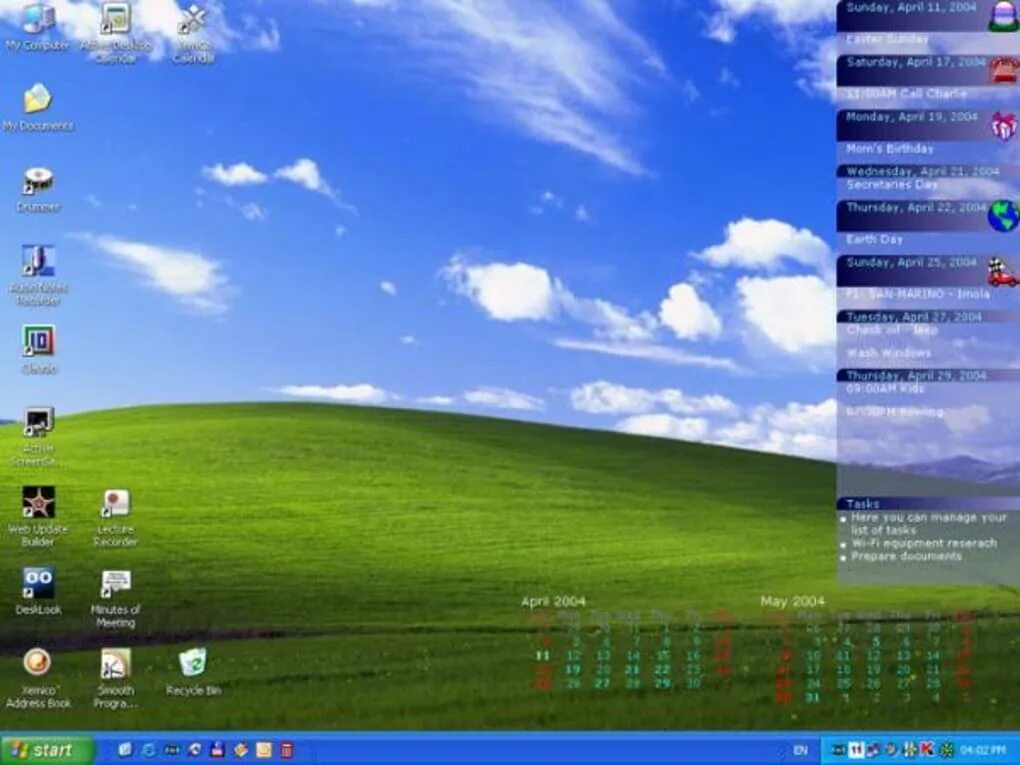 Active desktop calendar. Active desktop calendar