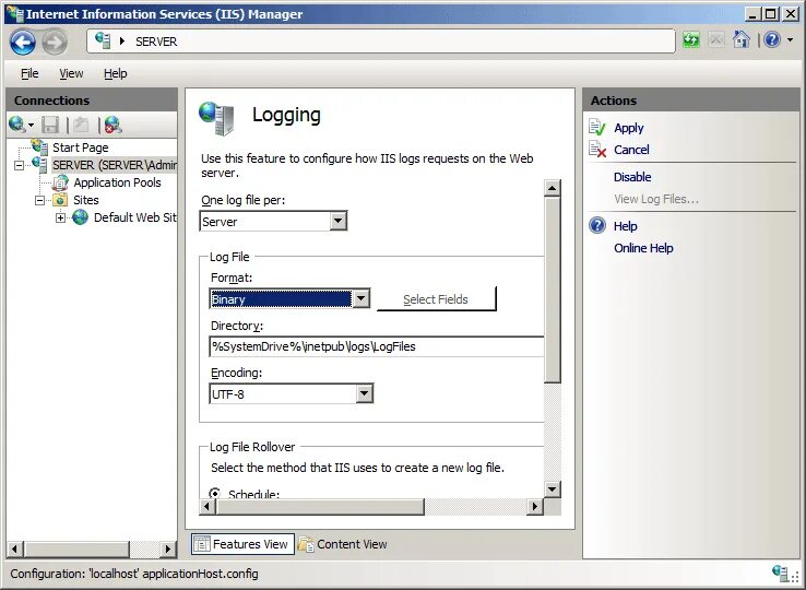 Logging configuration. IIS логи. Features view IIS. IIS конфиг. Web config IIS.