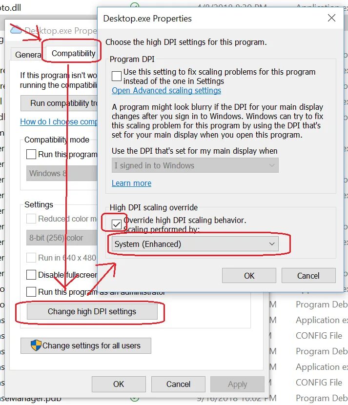 Higher scaling. Изменить параметры высокого dpi. high dpi scaling override. scaling options в настройках windows. масштабирование windows forms.
