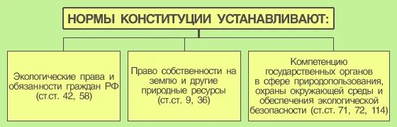 Экологическое право граждан и организаций. Экологические нормы в Конституции РФ.