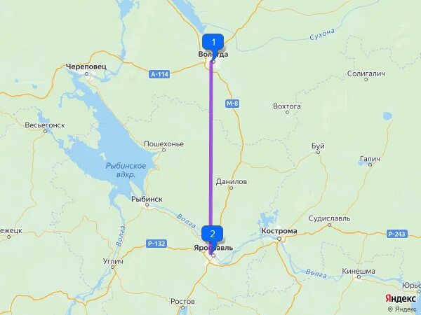 Время от ярославля до вологды