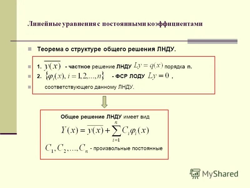 Коэффициент постоянного актива. ЛНДУ 2 С потсоянными коэф. Линейные неоднородные уравнения с постоянными коэффициентами. Решение ЛНДУ.