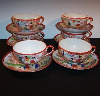 Girl Oriental Cups and Saucer Sets from ruthsredemptions on Ruby Lane Chine...