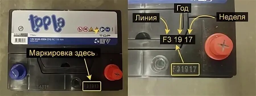 Дата выпуска аккумулятора топла