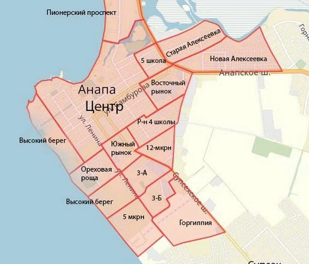 Районы анапы. Районы анапы на карте. карта анапы и анапского района. районы анапы на карте города. микрорайоны анапы на карте.