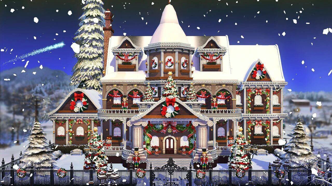 Дом рождества программа. Американские рождественские дома. Новый год название мероприятия. Нарядный домик рождество в лесу. Симс 3 дом санты.