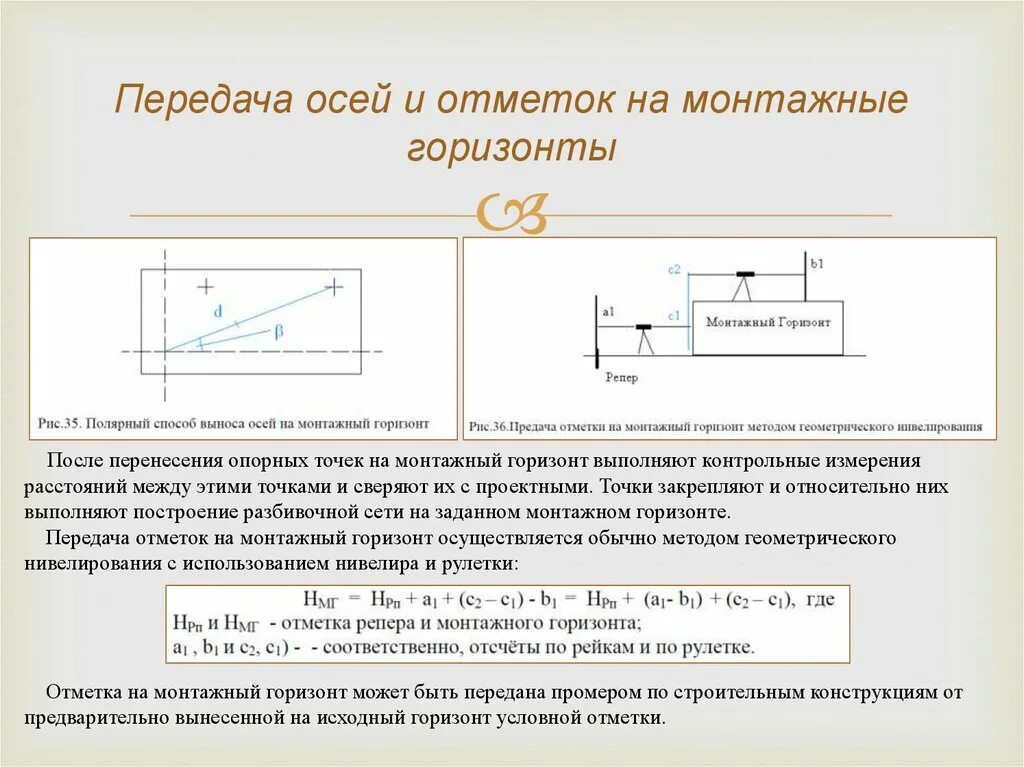 Передача перенос. Передача отметок на монтажный горизонт. передача отметки с исходного горизонта на монтажный горизонт. передача осей на монтажные горизонты. исходный монтажный горизонт это.