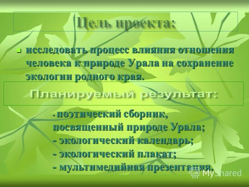 Краткосрочная программа "Экология родного края"
