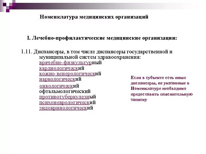 Номенклатура здравоохранения. Номенклатура здравоохранения