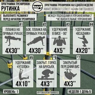 Упражнения на турнике и брусьях
