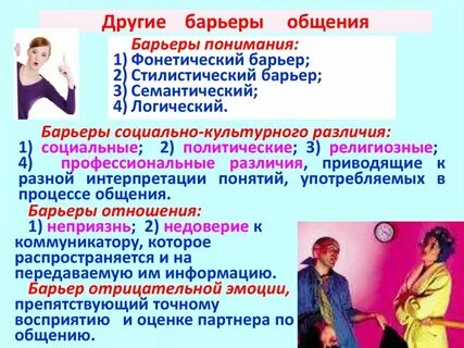 Группы психологических барьеров