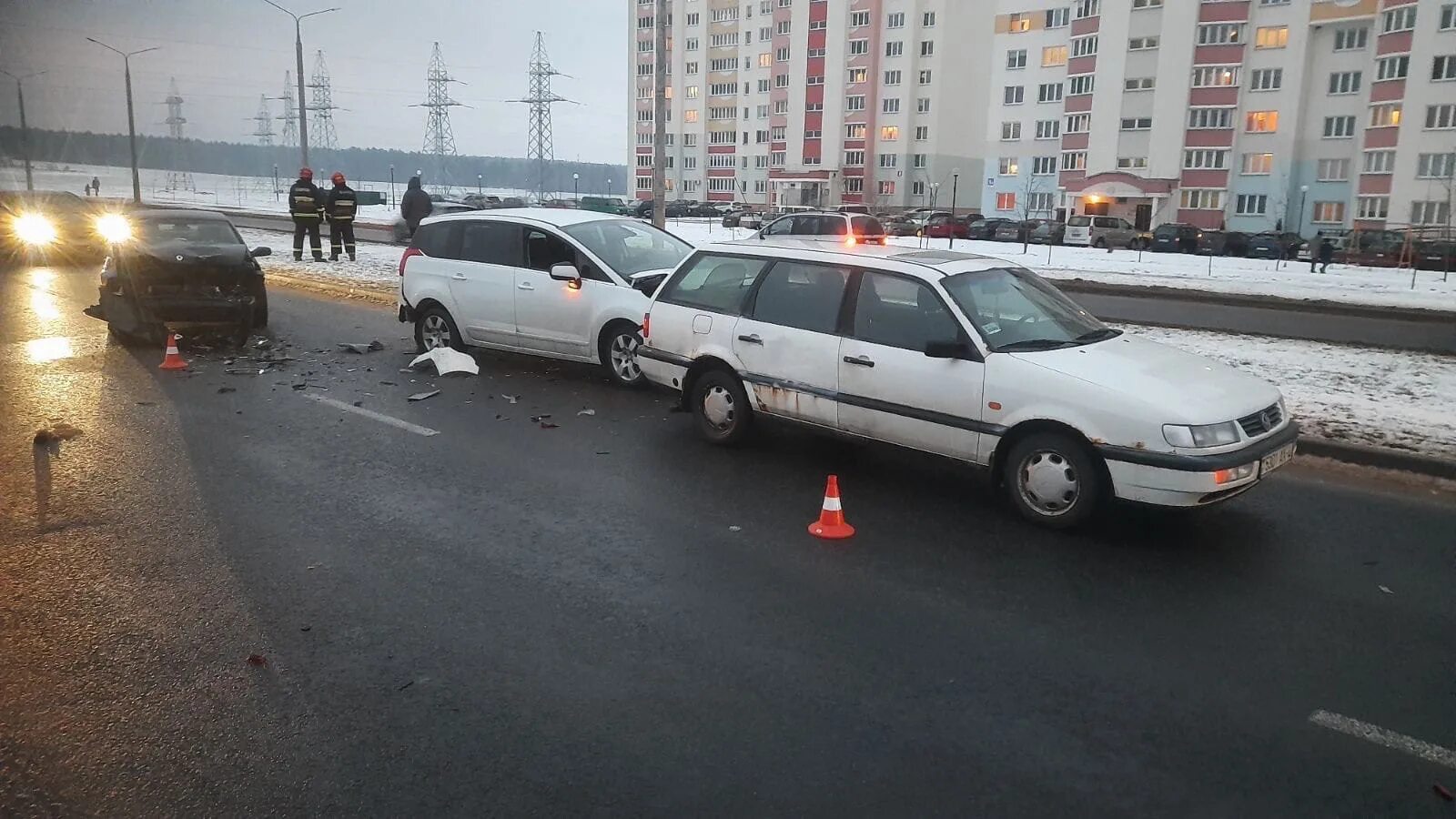 ДТП паровозик из трех машин. Авария в Гродно сегодня.