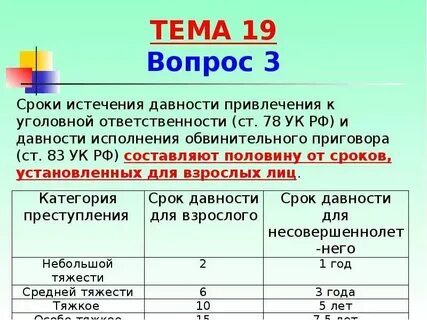 Срок привлечения лица к уголовной ответственности