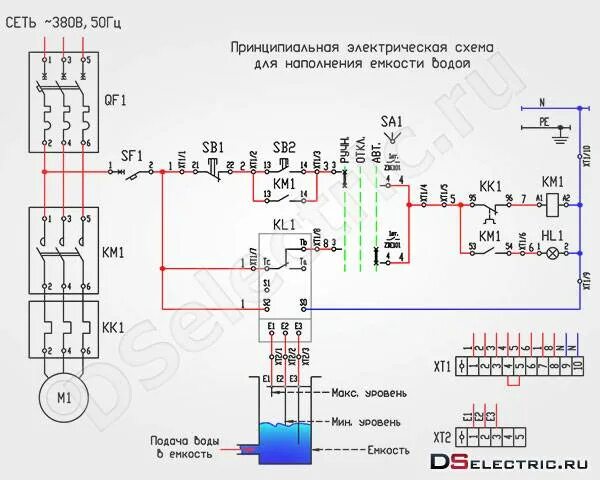 Схема насосов по уровню. Электрическая схема включения дренажного насоса. схема управления глубинным насосом. схема подключения электродвигателя дренажного насоса.