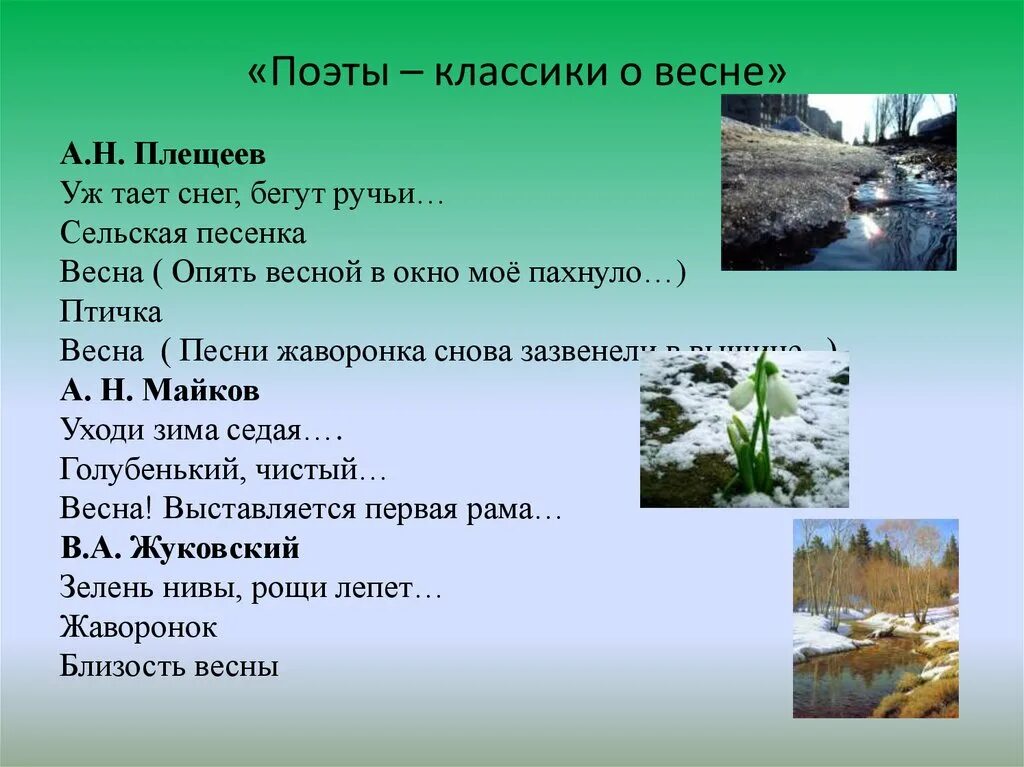 Плещеев про весну. О времени года праздник поэзии. Поэты классики о весне. Праздник поэзии 3 класс.