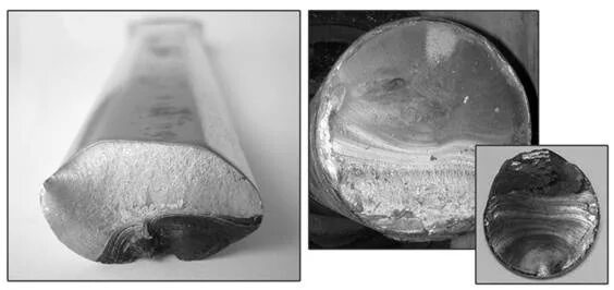 Излом трещины. Усталостный излом металла. Усталостный излом сталь 20. Усталостный излом коленчатого вала. Усталостные трещины.