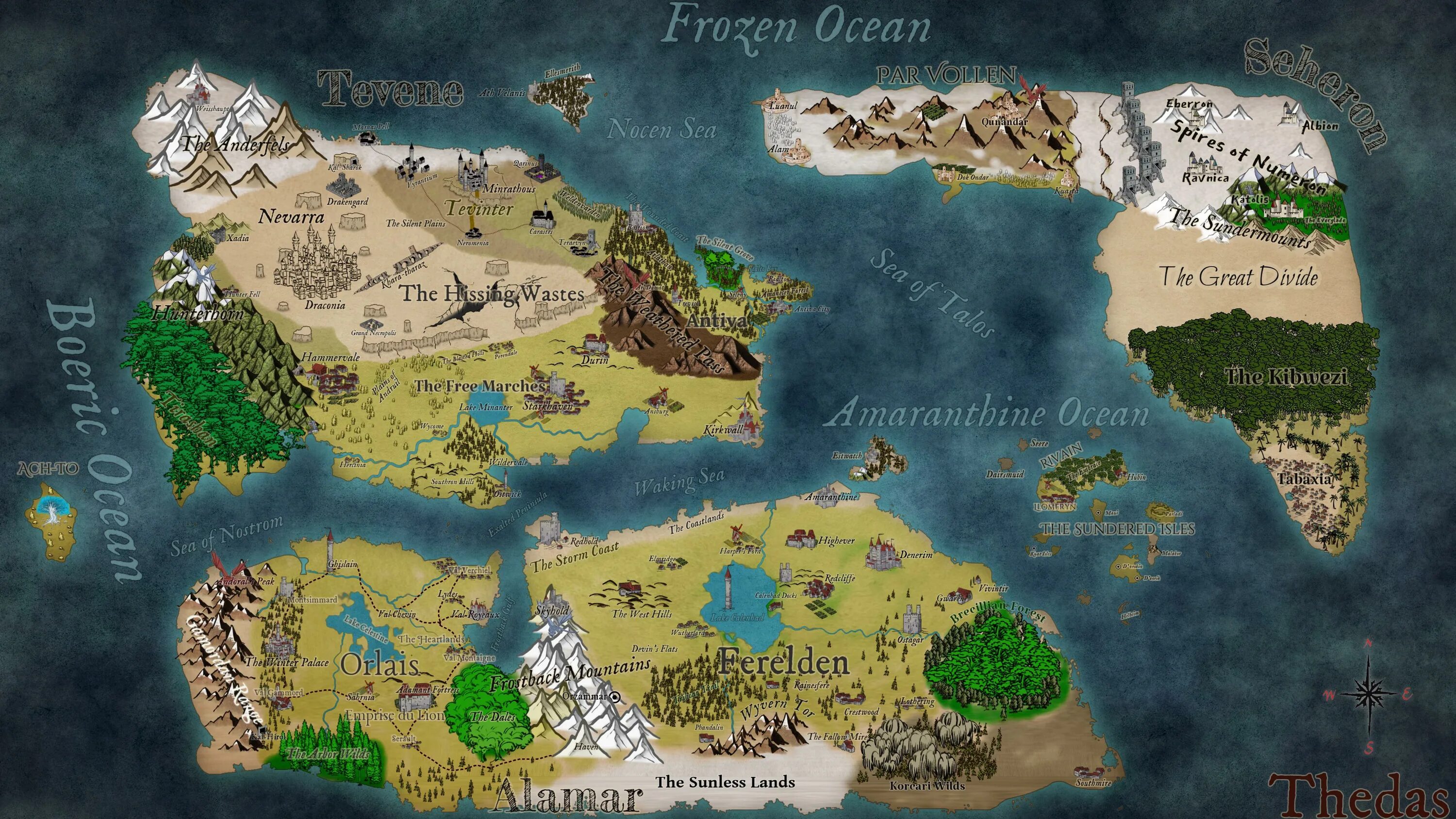 Dragon age Тедас карта. Карта Вселенной Dragon age. Драгон эйдж инквизиция карта Тедаса.