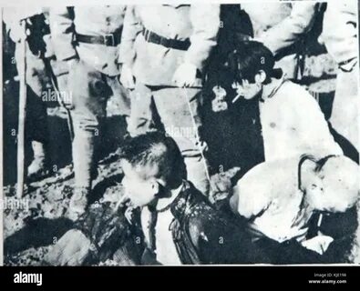 Last breath of a young man who is buried alive by Japanese in Nanjing Stock...