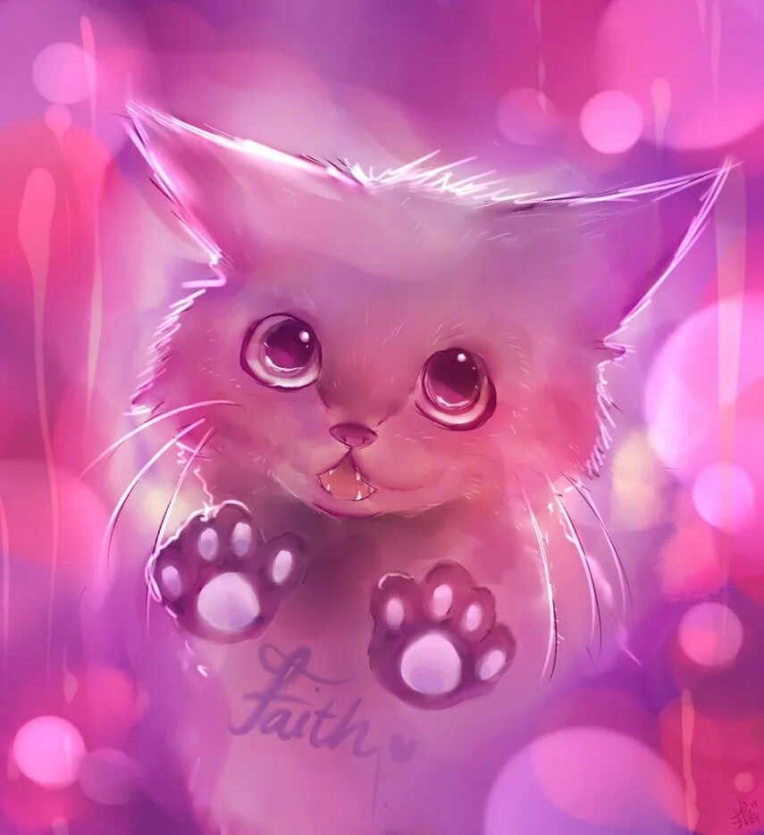 Розовый котенок. Розовая кошка. Миленькие рисунки. Милые котики. Авы кис