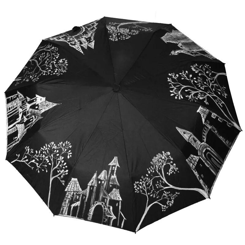Зонтик г. Роспись черного зонта. Зонт расписной. Зонтик черный. Зонт с городом.