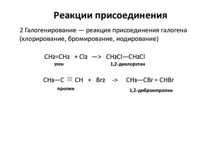 Присоединение галогенов