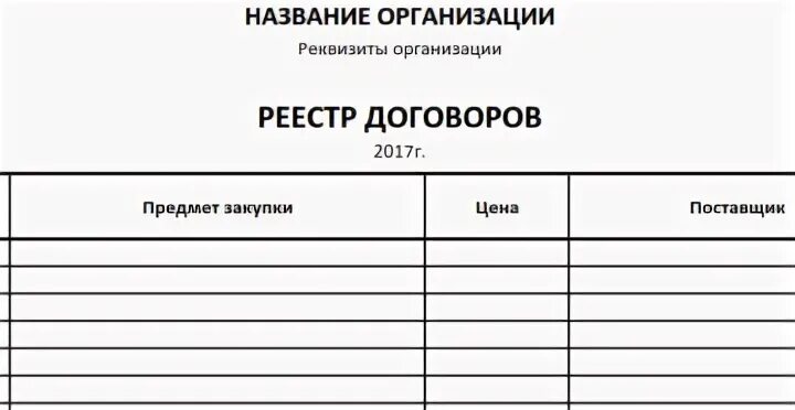 Реестр хозяйственных договоров