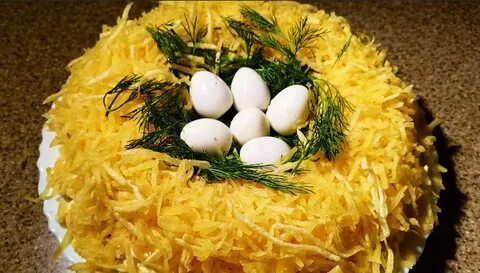 Рецепт салата гнездо глухаря с копченой курицей
