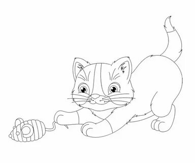 Как нарисовать играющего котенка