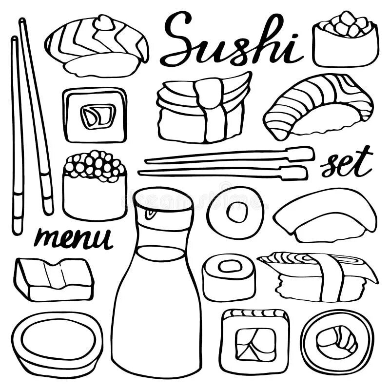 Sushi set line Royalty Free Vector Image - VectorStock