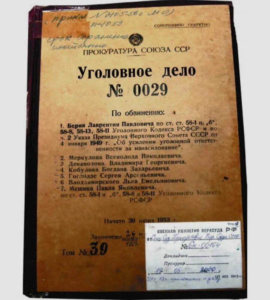 23 Декабря 1953 расстрелян Берия. Дело Берии.