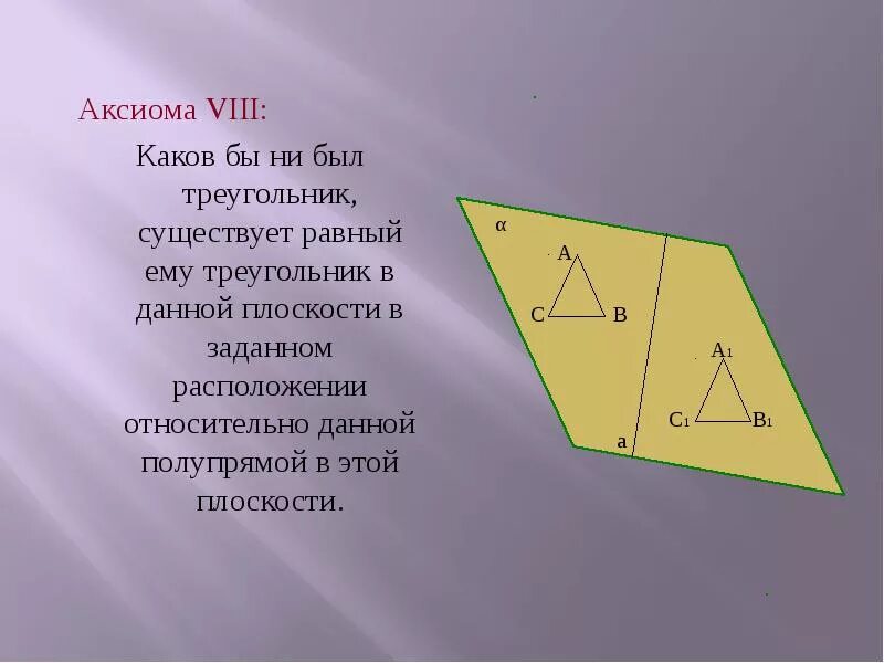 Существующие треугольники. Существование треугольника. Аксиома равных треугольников.