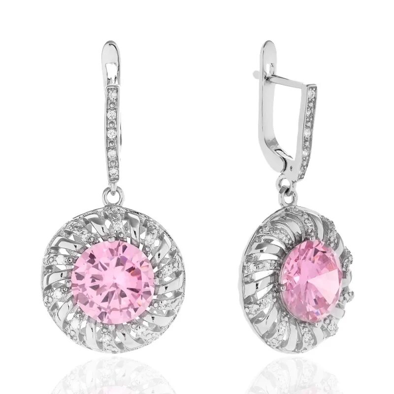 Золотые серьги с розовым фианитом. Серьги с розовым фианитом. Серебряные серьги с розовым фианитом. Серьги с розовым фианитом в серебре. Красная пресня серьги 3382205.