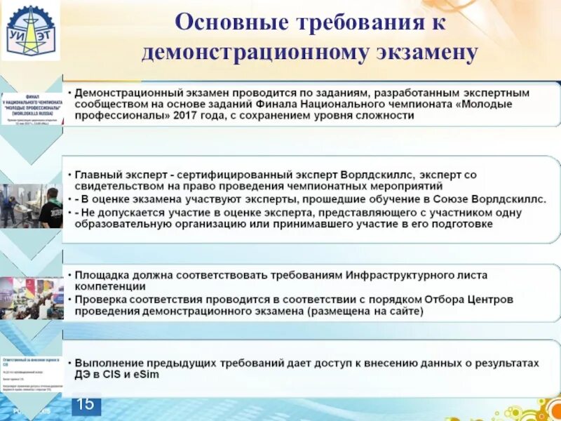 Требования к проведению экзамена. Требования демонстрационного экзамена. Что такое демонстрационный экзамен в СПО. Требования организации к экзамену.