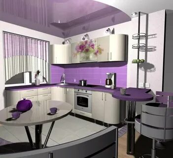 Дизайн кухни сиреневая