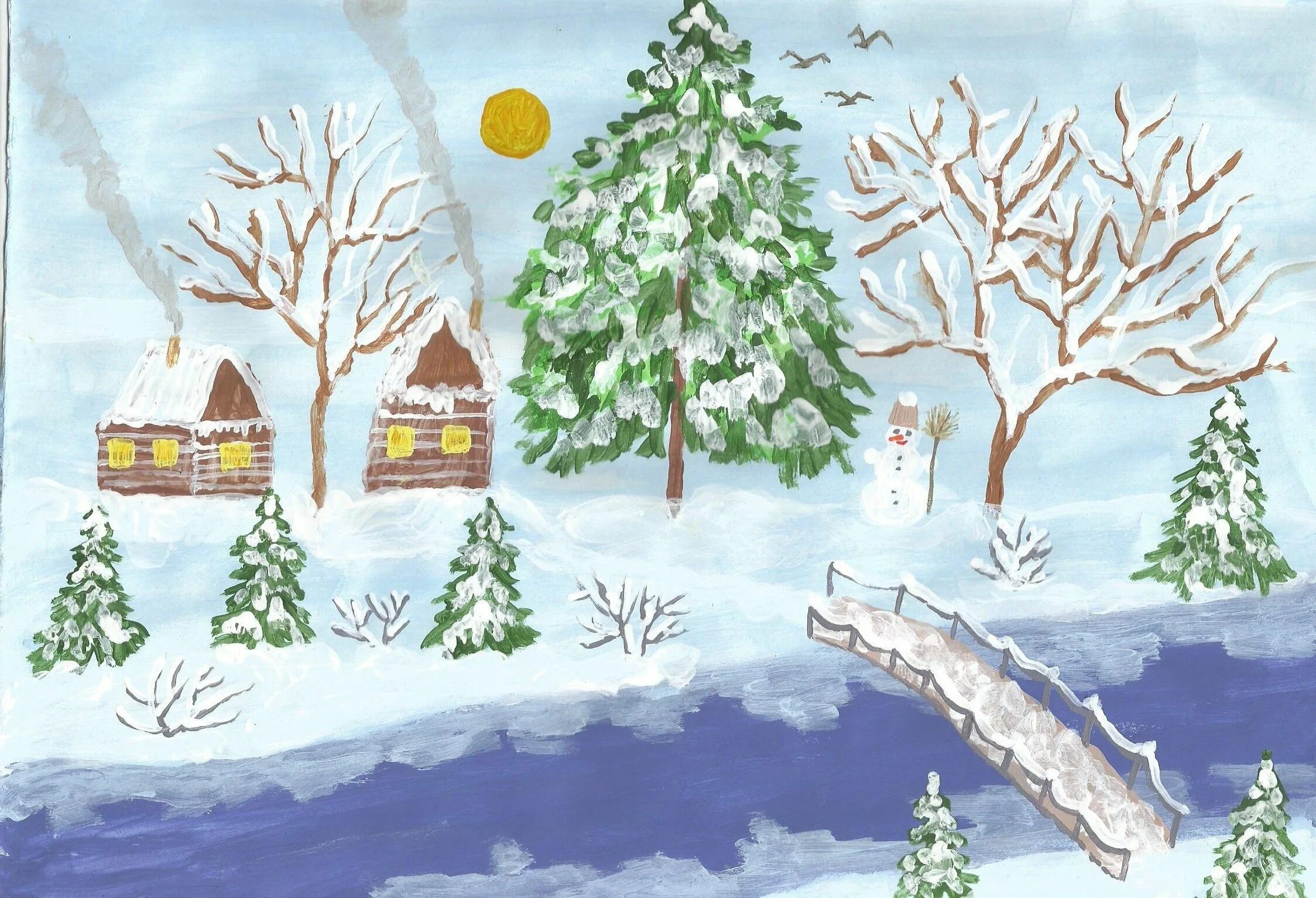 Зимний пейзаж для детей. Зимний пейзаж рисунок для детей. Зимний пейзаж детские рисунки. Зимний пейзаж детский рисунок