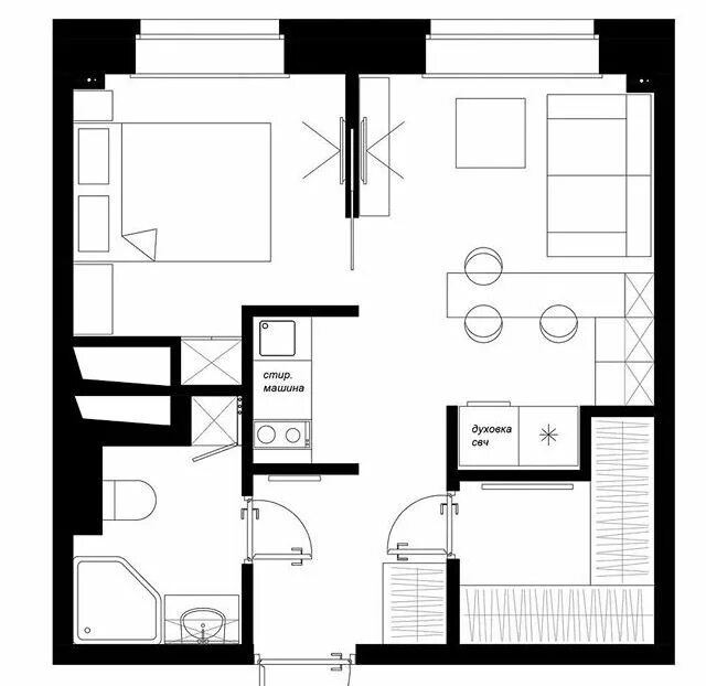 Проект квартиры 48 кв м Квартира для авиатора