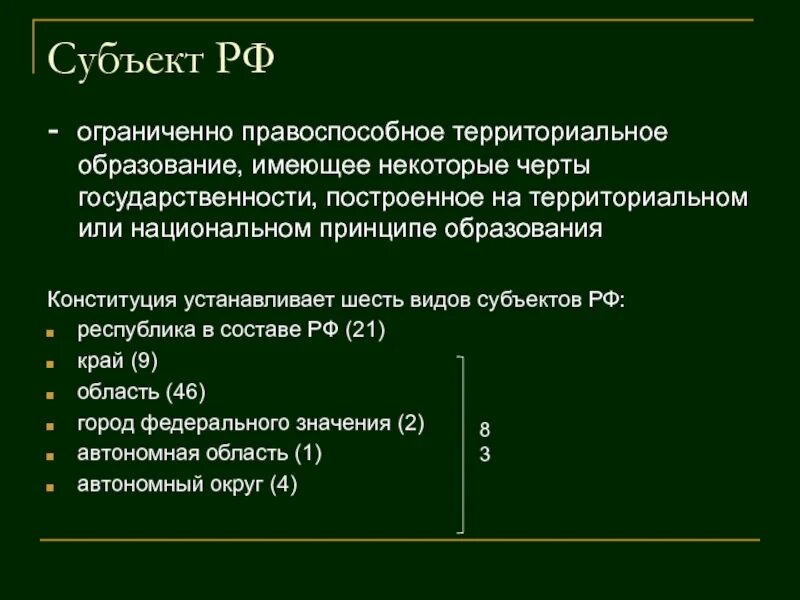 Все территориальные образования имеют одинаковый статус