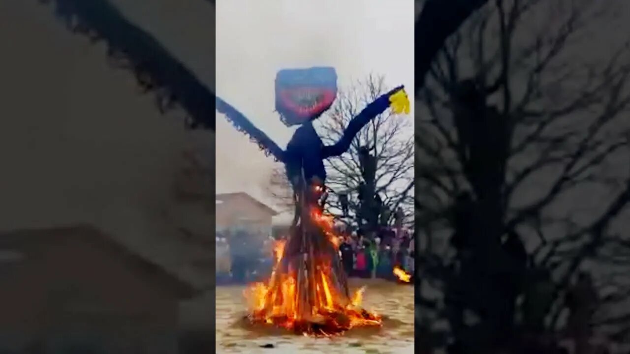 Горящего чучело Хаги ваги. Чучело Масленицы Хаги ваги. Сожгли чучело Хаги ваги.