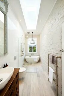 Узкая длинная ванная комната дизайн