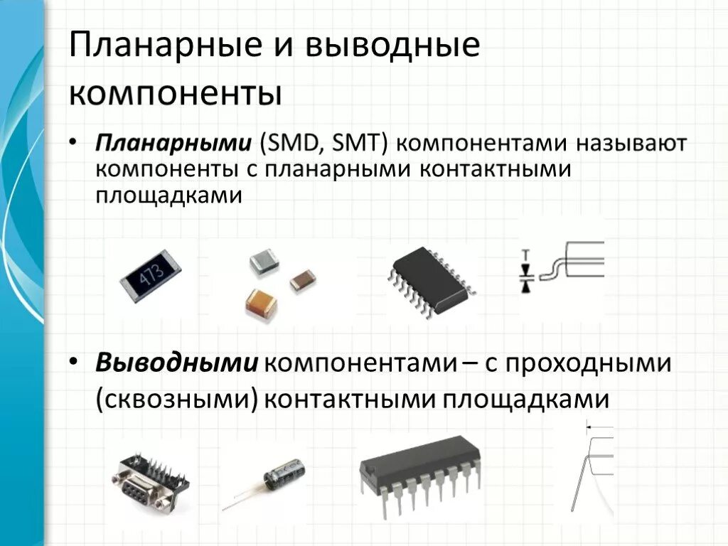 Диоды планарные корпус SMD. SMD компоненты микросхемы с планарными выводами. Площадка для пайки СМД компонентов. Выводные компоненты печатной платы.