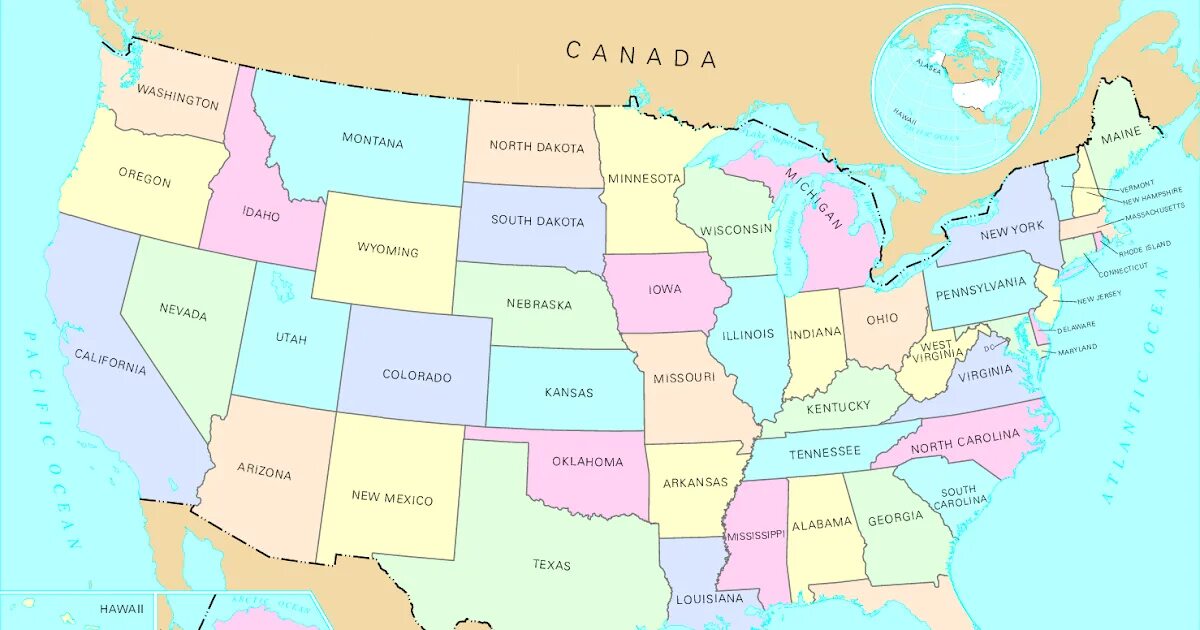 Us Regions Map. California and Hawaii Region USA. Who regions