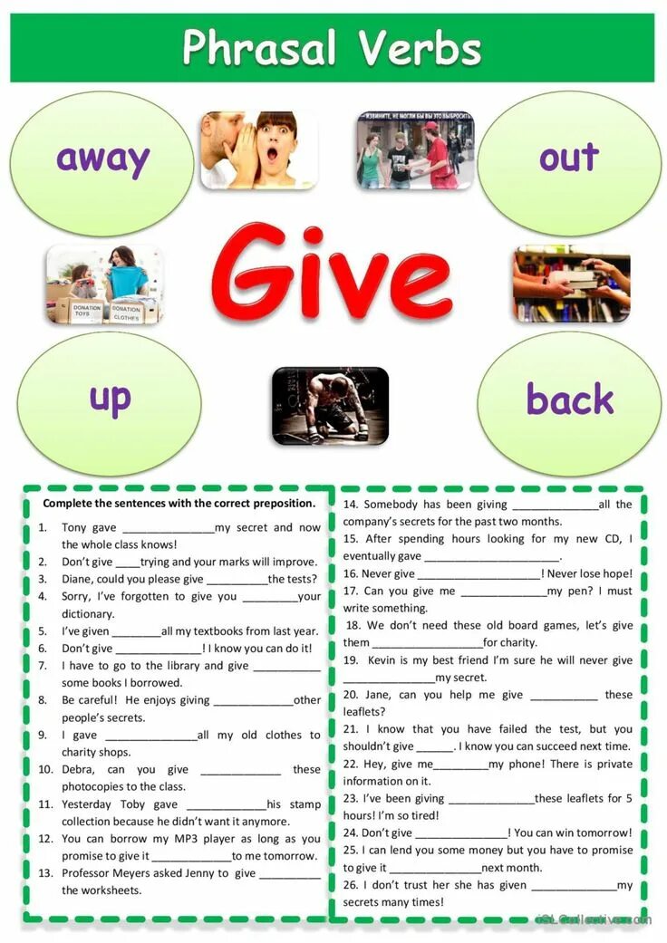 Complete the sentences use back out away