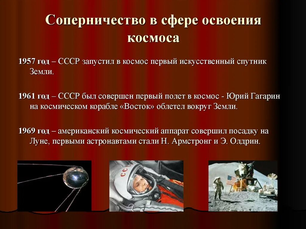 Какие события в освоении космоса. Освоение космоса в СССР. Соперничество СССР И США В космосе. Освоение космоса человеком. Важные события в космонавтике.