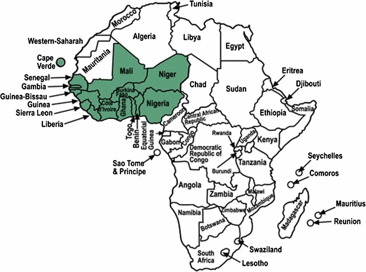 Western africa. Экономическое сообщество стран западной африки. west african states. лесото анклав. эковас страны.