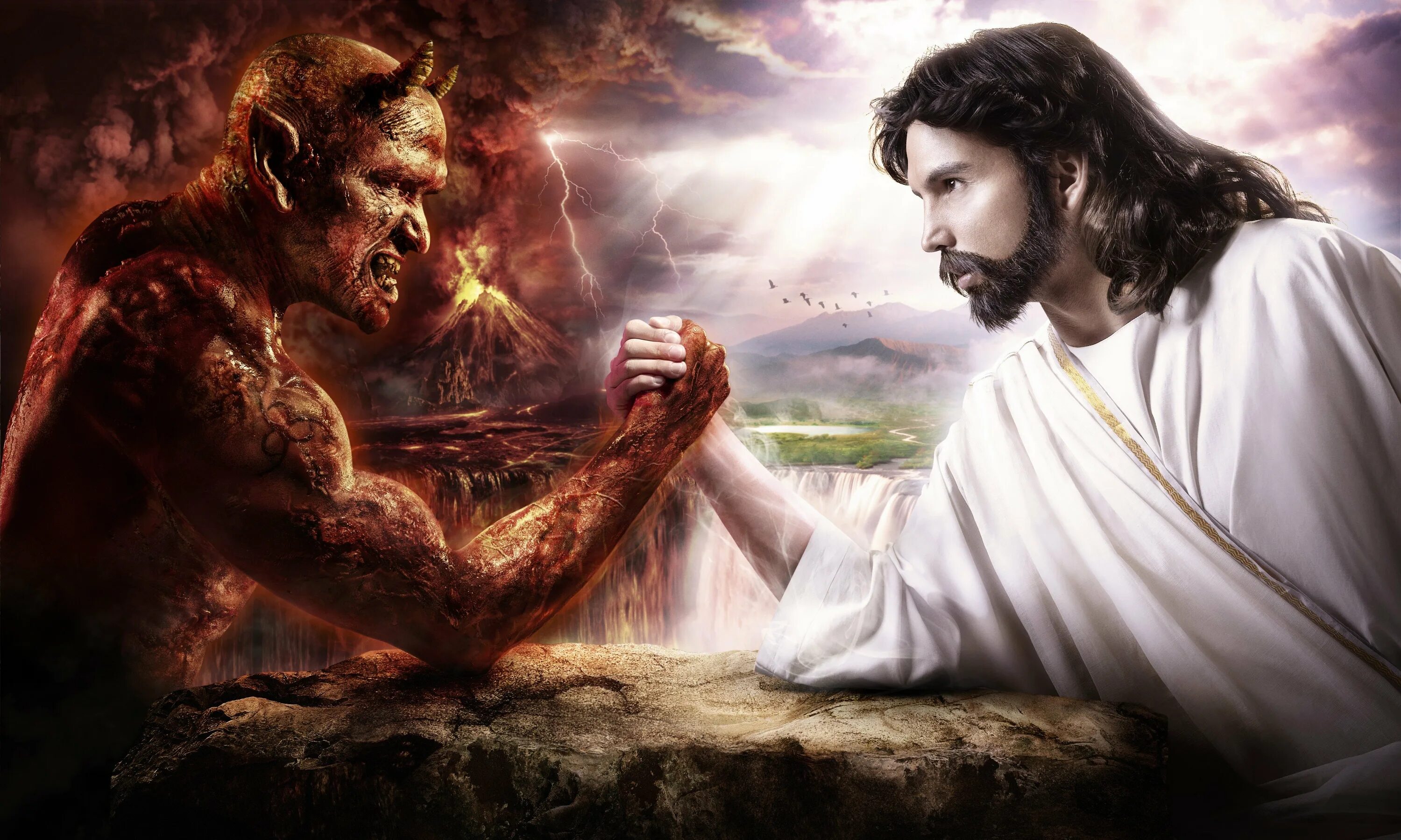 Сейчас бога. Иисус Христос против сатаны. Борьба добра со злом.
