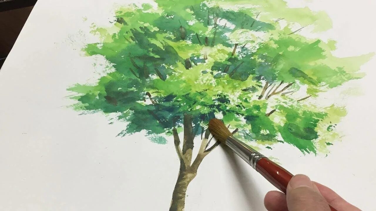 Как нарисовать дерево красками