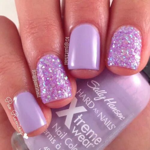 Маникюр фиолетового цвета с блестками Purple glitter ombré Nail art designs diy, Nail designs glitter, Ombre nails gli
