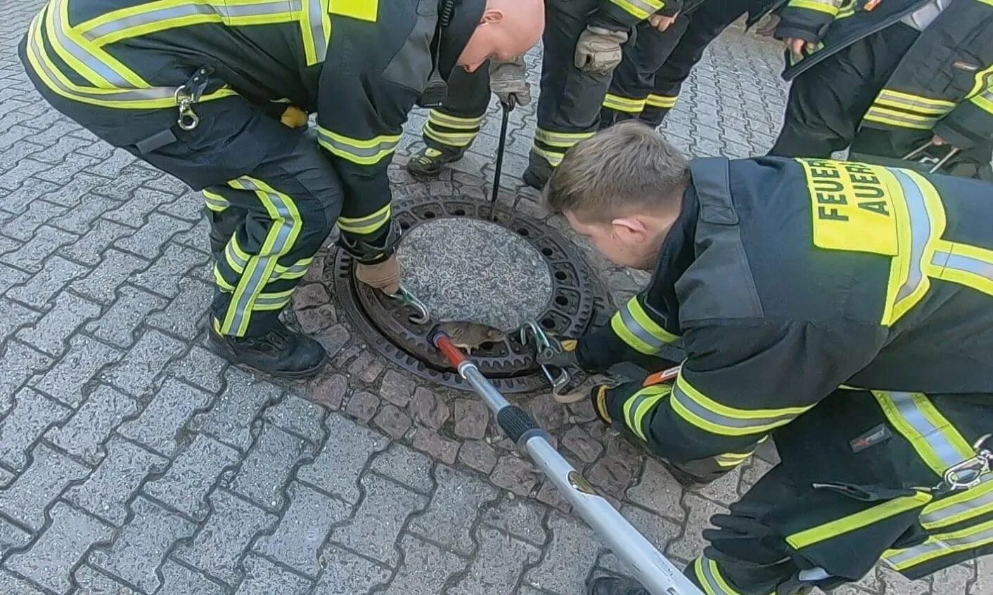 Спасение крысы в Германии. Пожарная застряла в Германии. Спасти люка