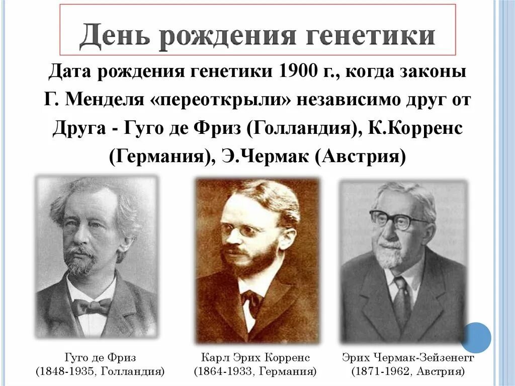 Немец стоявший у истоков экспериментальной эмбриологии. Корренс чермак и де фриз переоткрыли законы менделя в. ученые генетики. у истоков генетики. классическая генетика.