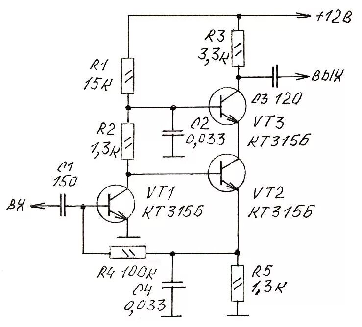 Унч своими руками. Усилитель низкой частоты на транзисторах кт315. Схема усилителя низкой частоты на биполярном транзисторе. Усилитель низкой частоты на двух транзисторах. Схема двухкаскадного транзисторного усилителя.